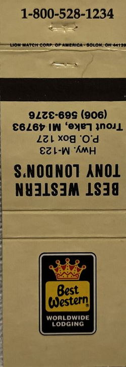 Castlewood Inn & Suites (Best Western Tony Londons, Tony Londons Roadhouse) - Matchbook (newer photo)